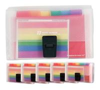 Organiseur de dossiers, organiseur de fichiers en accordéon 6 pièces A6 13 pochettes couleur arc-en-ciel avec languette et boucle document PP portable pour la maison, l'école, le bureau