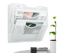 Organiseur de fichiers à 3 niveaux en métal pour montage mural - Porte-documents suspendu en avec crochet - Trieur vertical à soufflet pour magazines postaux, papiers - Support mural pour