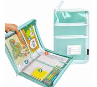 Organiseur de fichiers A4, étanche à 4 couches | Avec sac transparent à fermeture éclair à large ouverture à 180 degrés.(White)