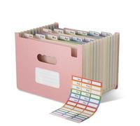 Organiseur de fichiers accordéon, 12 poches en paille de blé extensible, vertical et ouvert, organiseur de reçus mensuels, 100 % sans BPA, retour à la nature, vie saine, format lettre/A4, rose fraise
