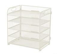 Organiseur de fichiers de bureau en maille avec poignée, trieur de papier en métal à 5 niveaux pour documents de bureau, lettres, livres, étagère de rangement ventilée, assemblage facile, 350 x 340 x