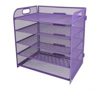 Organiseur de fichiers de bureau en maille avec poignée, trieur de papier en métal à 5 niveaux pour documents de bureau, lettres, livres, étagère de rangement ventilée, assemblage facile, 350 x 340 x