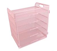 Organiseur de fichiers de bureau en maille avec poignée, trieur de papier en métal à 5 niveaux pour documents de bureau, lettres, livres, étagère de rangement ventilée, assemblage facile, 350 x 340 x