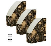 Organiseur de fichiers vintage squelette noir pour enseignants | Lot de 6 organiseurs de fichiers verticaux décoratifs pour employés de bureau, construction en plastique PP