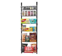 Organiseur de Garde-manger-Duoku-6 Étagères Réglables-Suspendu Sur Porte, Étagère Murale à Épices,en Acier Durable-Noir
