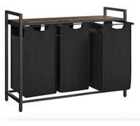 Organiseur de linge 39,8 L à 4 compartiments – Trieur de linge en tissu Oxford – Cloisons intérieures – Organiseur de linge robuste pour la douche ou la buanderie – Marron/Noir