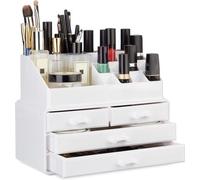 Organiseur de maquillage 4 compartiments, blanc, en acrylique