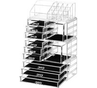 Organiseur de maquillage 4 en 1 XXL avec 11 tiroirs et 15 compartiments - transparent - inserts antidérapants - boîte de rangement pour maquillage et bijoux - SONGMICS JKA017TP Organiseur de maquillag