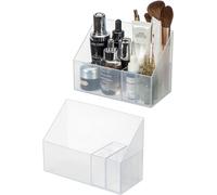Organiseur de maquillage - Boîte de rangement pratique pour cosmétiques - Lot de 2 - Blanc - Plastique