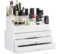 Organiseur De Maquillage, Boîte Rangement Make Up Avec Tiroirs, Support Empilable, Blanc - Relaxdays