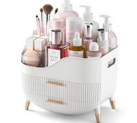 Organiseur de maquillage, organisateur de soins de la peau avec 2 tiroirs, vitrine cosmétique avec poignée pour coiffeuse, grande capacité pour ranger des fournitures de beauté, des ombres à paupières