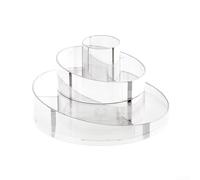 Organiseur de maquillage rotatif en PET et acier inoxydable - Rotation à 360 degrés - Boîte transparente à plusieurs niveaux pour rouge à lèvres et soins de la peau - Compact - 17,5 x 17,5 x 15,5 cm
