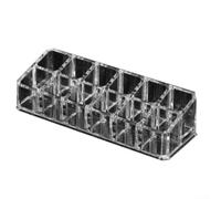 Organiseur de maquillage transparent 12 compartiments en acrylique transparent pour rouge à lèvres, bijoux, cosmétiques, 17 x 6 cm