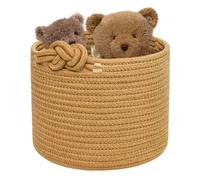 Organiseur de panier tissé - Conteneur de rangement avec structure en corde de coton, conception pour agencement de bureau, fonction de transport avec poignée rotative, bac de rangement compact