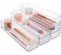 Organiseur de petits articles de magasin en plastique transparent, 30 x 7 x 5 cm, 6 compartiments, transparent