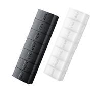 Organiseur de Pilules 7 Jours VVM, Boîte à Médicaments Hebdomadaire, Coffret de Pilules de Voyage, Convient aux Grosses Vitamines, Compléments, Huile de Poisson, Noir + Blanc Lot de 2