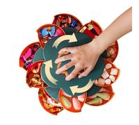 Organiseur de plateau à goûter - Récipient rotatif pour fêtes et réunions | Boîte de rangement en polypropylène flexible double couche en forme de fleur avec couvercle pour pour noix