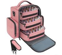 Organiseur de rangement fonctionnel pour vernis à ongles avec 4 poches amovibles en coton coton-tige et fermeture éclair avant (rose)
