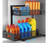 Organiseur de salle de bain à 2 niveaux à hauteur réglable avec tiroirs coulissants, organiseurs de cuisine et de rangement pour réfrigérateur (1 pièce)