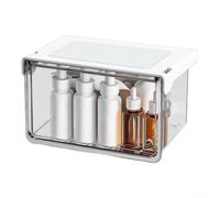 Organiseur de salle de bain empilable en plastique avec tiroir transparent pour ranger des articles de toilette, design modulaire peu encombrant, petit plan de travail sous évier (S)