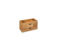 Organiseur de salle de bain Rangement maquillage 2 tiroirs en Bambou Marron