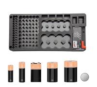 Organiseur de support de piles - Mallette de rangement à 116 grilles de grande capacité - Portable - Organiseur d'alimentation électrique compact pour alimentation électrique CC AA AAA 9 V
