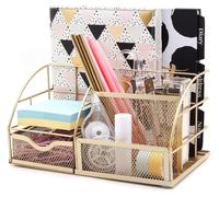 Organiseur de table / Organiseur de bureau / Organiseur de bureau / Porte-crayons / Organiseur multifonctionnel (doré)