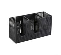 Organiseur de tasse à 3 compartiments Support mural en plastique pour | Le design à double usage permet un montage mural sans perçage ou un placement sur le plan de travail pour économiser de