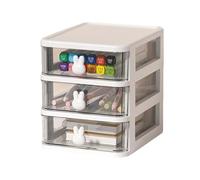 Organiseur de tiroir de bureau, multi-niveaux, grande capacité, avec poignée lapin, plastique transparent, pour bureau, chambre, coiffeuse, école (blanc, 13,2 x 16,8 x 15,7 cm)