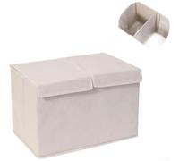 Organiseur de tiroir pliable en coton et lin avec plusieurs compartiments pour sous-vêtements, chaussettes et vêtements, couleur beige, pour la maison, la chambre à coucher, le placard, 27 x 20 x 16