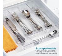 Organiseur de tiroir - Range-couverts plastique - 26,6 x 34,9 x 5,7 cm - Transparent