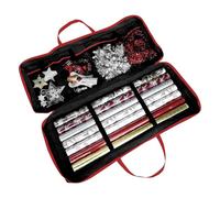 Organiseur d'emballage cadeau, sac de rangement robuste à fermeture éclair, rangement de papier de vacances, panneau de fenêtre, transport de voyage pratique, idéal pour les rubans, nœuds