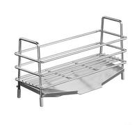 Organiseur d'évier - 23,8 x 7,5 x 12,2 cm - Porte-éponge en acier inoxydable avec distributeur de savon - Planche de drainage rapide pour comptoir sec, design peu encombrant pour petite cuisine