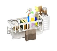 Organiseur d'évier en acier inoxydable avec plateau d'égouttement amovible - Panier d'évier de cuisine antidérapant pour brosse à vaisselle, chiffon, gain de place pour petites cuisines - Gris 23 x