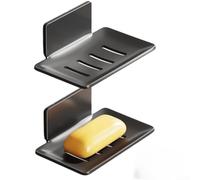 Organiseur douche métal avec drainage rapide V(Black 2pcs) | Acier pour robuste, finition anti-rouille, montage outils, pour idéal pour carrelage et verre