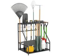 Organiseur d'outils de jardin - Outsunny - avec crochets - 3 niveaux - pour sécateurs, pelles, râteaux - orange