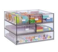 Organiseur empilable à 3 niveaux avec 6 tiroirs, boîte de rangement de bureau en plastique, tiroirs de bureau, rangement amovible, organisateur de fournitures de bureau pour l'école