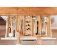 Organiseur en bambou pour cuisine, extensible jusqu'à 83 cm, 9 compartiments, 100 % coton