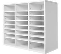 Organiseur littéraire SucceBuy en bois, 24 compartiments, étagères réglables, blanc