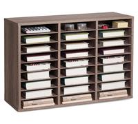 VEVOR Organiseur de littérature, 27 compartiments, boîte aux lettres de bureau en bois, panneau de particules, avec étagères amovibles, trieur de fichiers pour dossiers, document, papiers, noir-gris