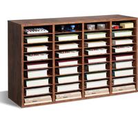 VEVOR Organiseur de littérature 36 compartiments, boîte aux lettres de bureau en bois, panneau de particules, avec étagères amovibles, trieur de fichiers pour dossiers, document, papiers, marron foncé