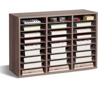 VEVOR Organiseur de littérature, 27 compartiments, boîte aux lettres de bureau en bois, panneau de particules, avec étagères amovibles, trieur de fichiers pour dossiers, document, papiers, noir-gris