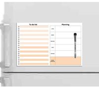 Organiseur magnétique effaçable frigo - To do list + planning semaine A4 30x20 cm + 1 marqueur effaçable magnétique (To do list et planning creme)