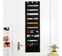 Organiseur mural de fichiers à 10 poches - Trieur de documents en polyester 420D avec 3 crochets pour le bureau, l'école, la maison - Noir 119 x 35,6 cm