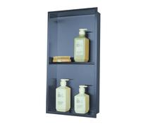 Organiseur mural encastré et étanche, étagère de niche de douche en acier inoxydable 304, pas besoin de carrelage, doré, 31,8 x 12,4 cm