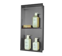 Organiseur mural encastré et étanche, étagère de niche de douche en acier inoxydable 304, pas besoin de carrelage, doré, 31,8 x 12,4 cm