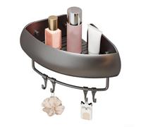 Organiseur mural triangulaire blanc crème pour salle de bain, sans perçage, pour douche, toilettes, lavabo, étagère d'angle peu encombrante en plastique robuste et aluminium, construction moderne pour
