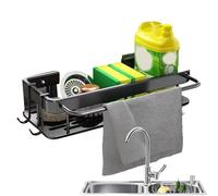 Organiseur pour évier - Structure en aluminium spatial 30,5 x 13 x 5,5 cm | Porte-éponges sans perçage, porte-brosses à dents multi-usages, égouttoir à vaisselle efficace | Rangement mural de cuisine