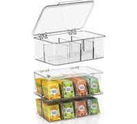 Organiseur pour sachets, empilable, 3 pièces, en plastique, transparent
