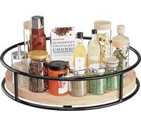 Organiseur rotatif à 360° en bois de chêne, diamètre 23 cm, pot rotatif pratique pour la cuisine et les placards, organiseur de cuisine robuste pour le plan de travail et la table